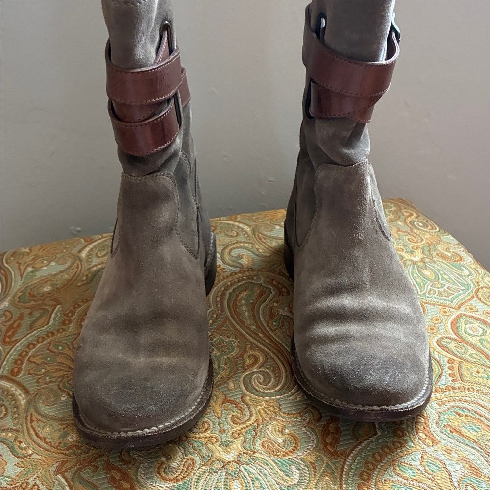 Frye Shirley short suede boots with straps